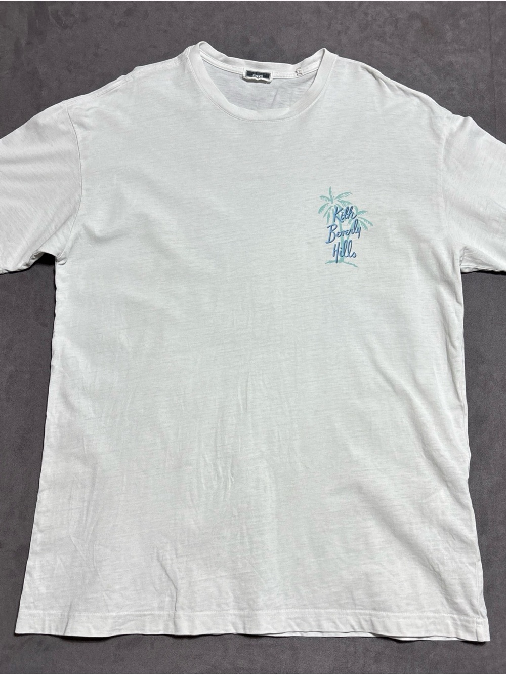 Kith White Short Sleeve Tee with Teal Palm Graphic